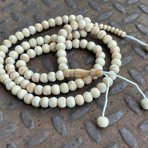 Handmade Tasbeeh Prayer Beads Tan Real Wood Beads Muslim Tasbeh Islamic